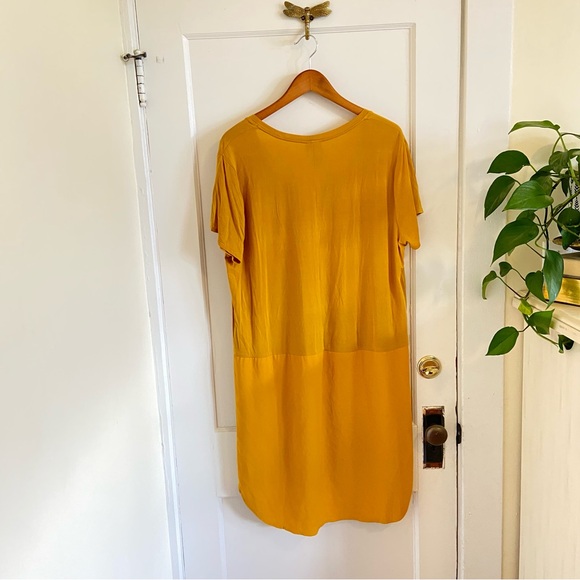 Anthropologie DOLAN Left Coast Loren Mustard Yellow Tunic Shift Pocket Dress XL - Picture 4 of 9